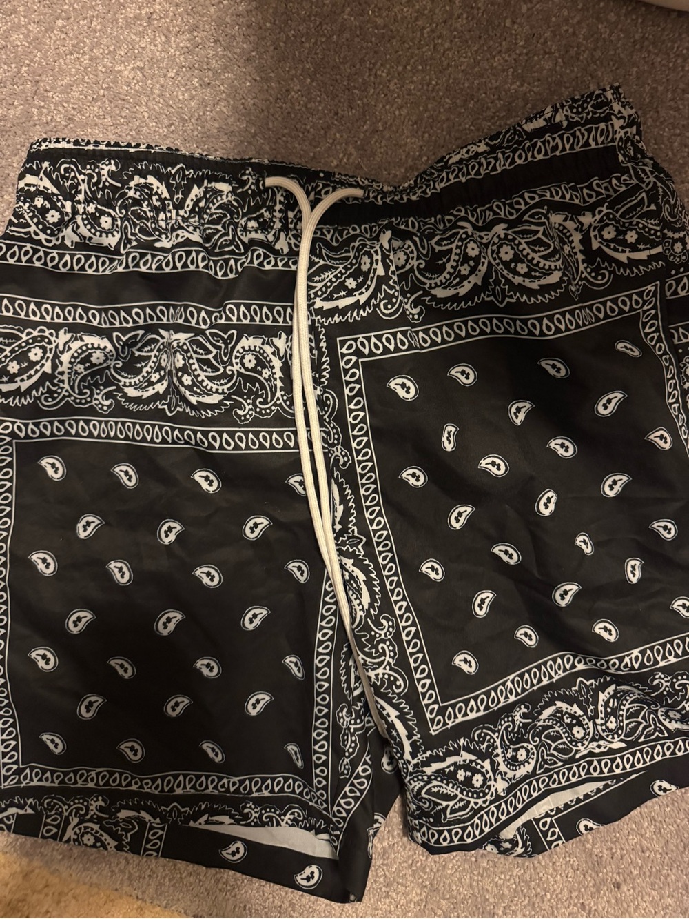 Men's Black Bandana Print Shorts